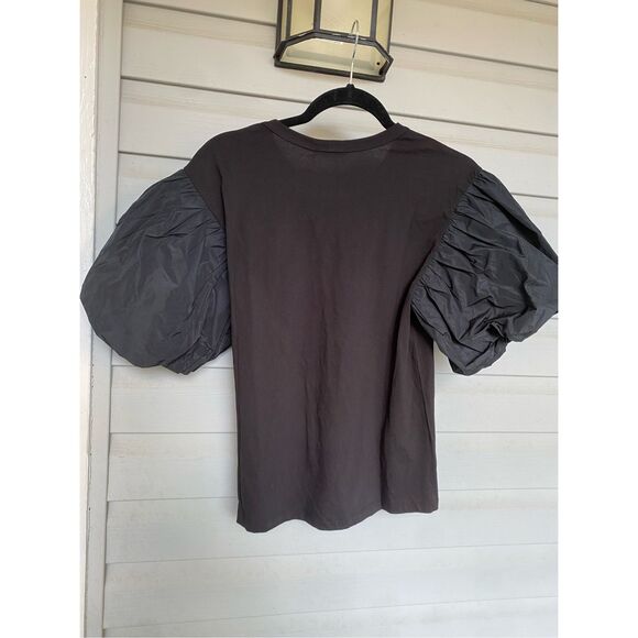 A.L.C. NWT Cassandra Taffeta Puff Sleeve T-Shirt Black, Size Small, MSRP $155 - Picture 4 of 7